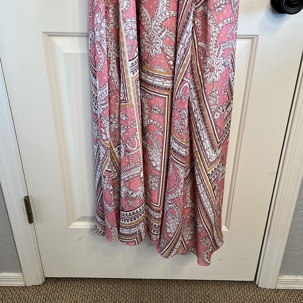 Marée Pour Toi pink flowy wrap maxi dress XXL Swiss dot scarf print - Picture 10 of 15